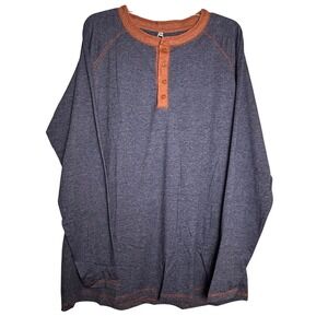 SAILWIND Mens Long Sleeve Henley Shirt XL Blue Orange‎ Contrast Stitching NWT